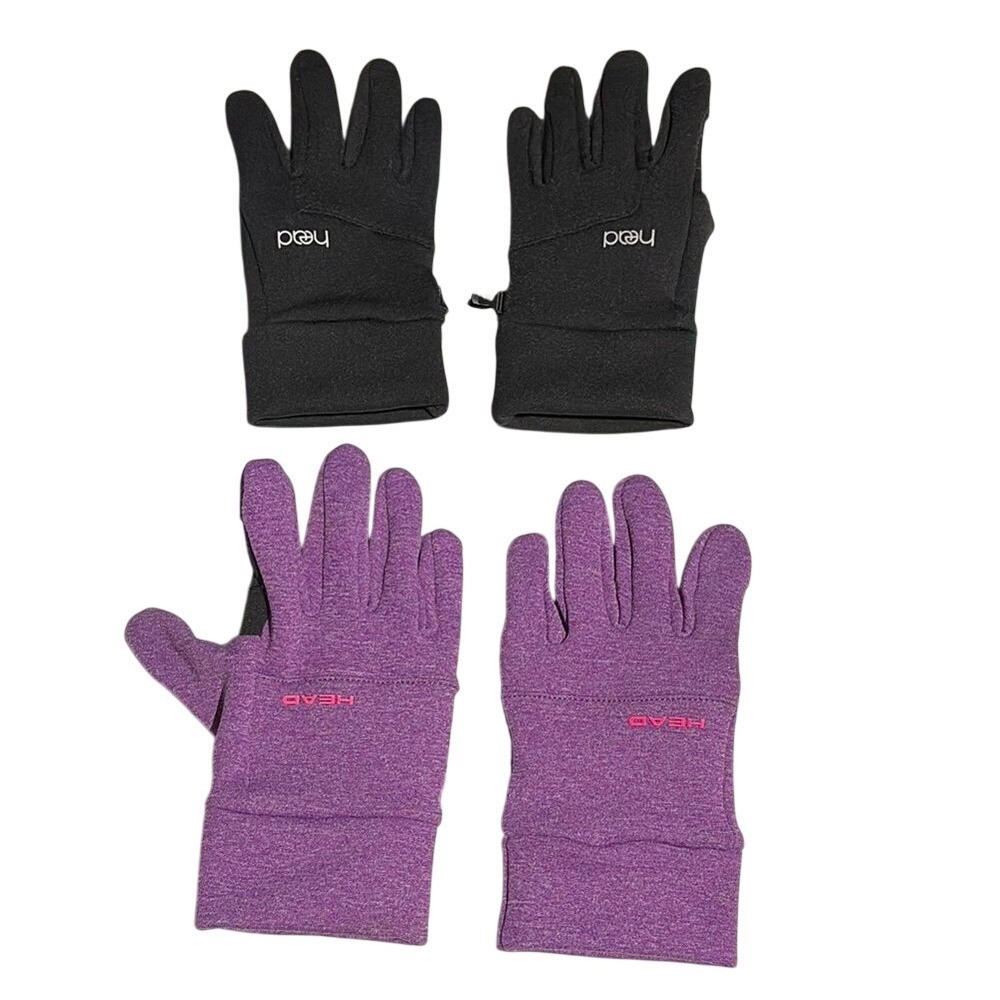 Head Black and Purple Children's Kids Touchscreen Gloves 2 Pairs EUC Lg/Med‎